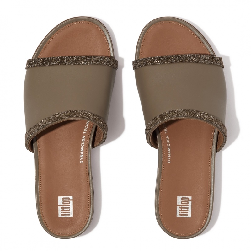 Fitflop Gracie Microfibre Slides Badesandaler Dame Grå | DK-801357-MPG