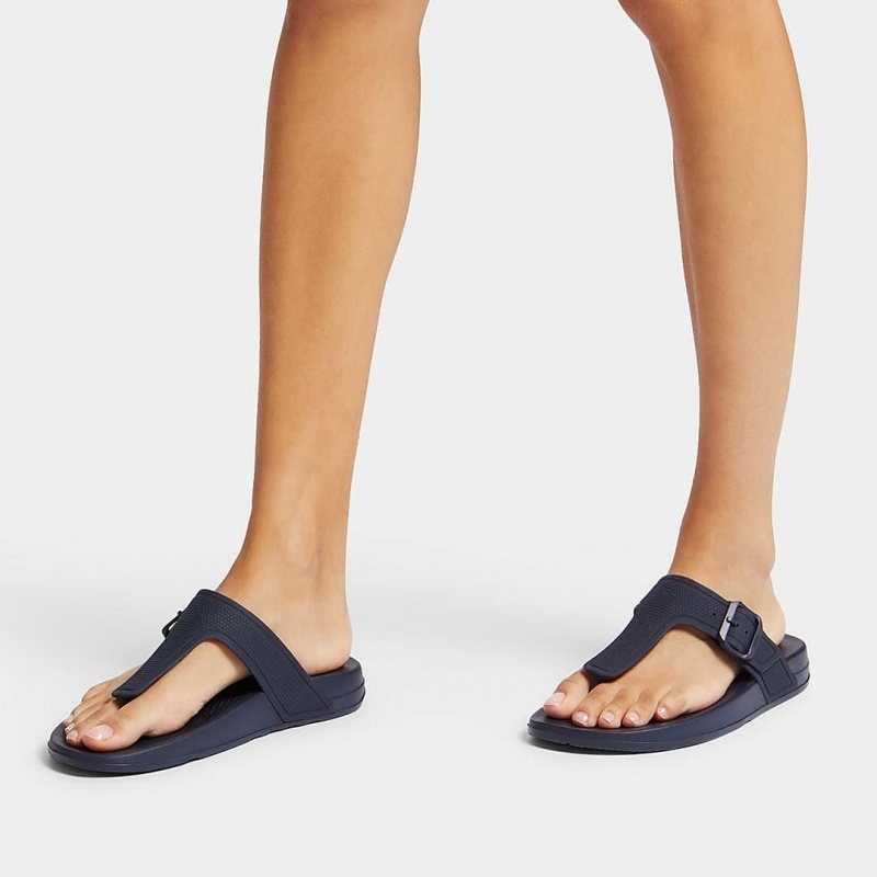 Fitflop Iqushion Adjustable Přezkou Klipklapper Dame Mørkeblå | DK-815632-KEN