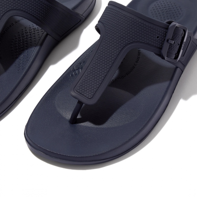 Fitflop Iqushion Adjustable Přezkou Klipklapper Dame Mørkeblå | DK-815632-KEN