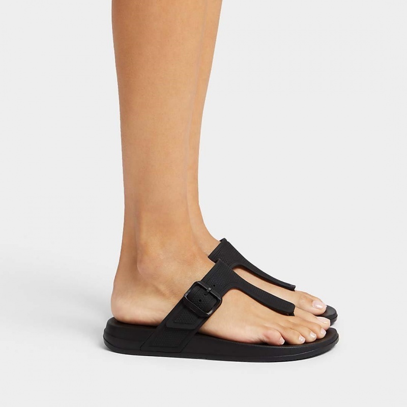 Fitflop Iqushion Adjustable Přezkou Klipklapper Dame Sort | DK-210548-AHI