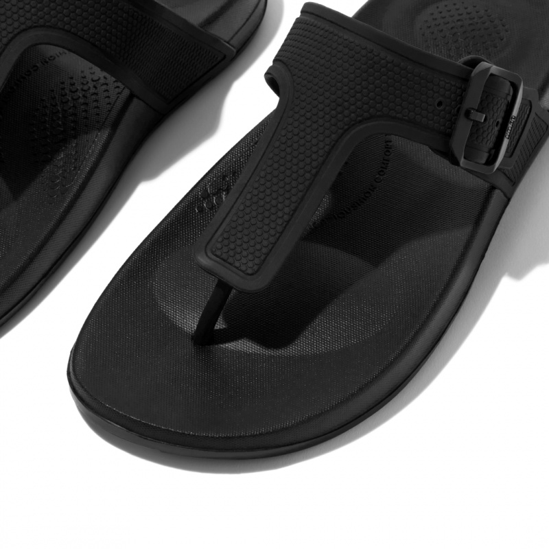 Fitflop Iqushion Adjustable Přezkou Klipklapper Dame Sort | DK-210548-AHI