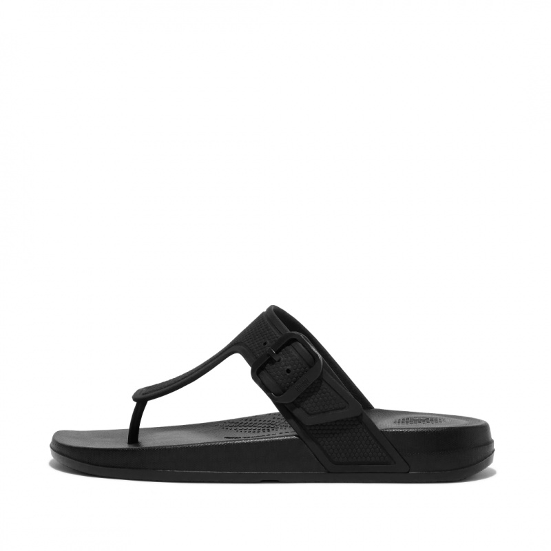 Fitflop Iqushion Adjustable Přezkou Klipklapper Dame Sort | DK-210548-AHI