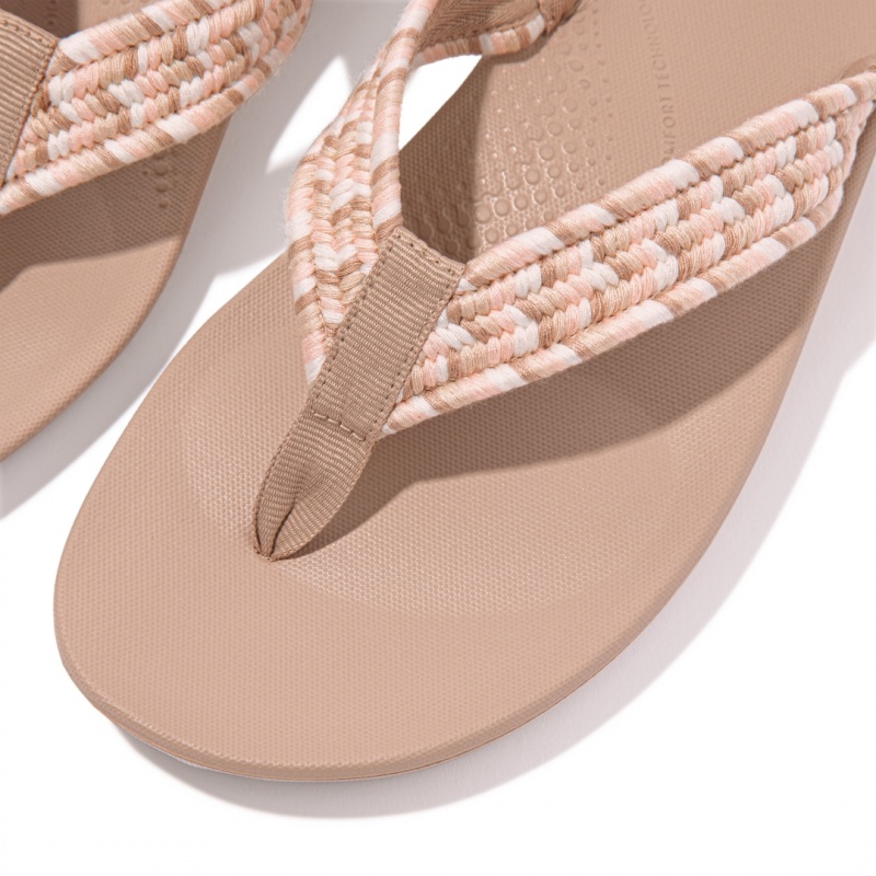 Fitflop Iqushion Bomulds Webbing Flip Flops Klipklapper Dame Beige | DK-108735-TFP