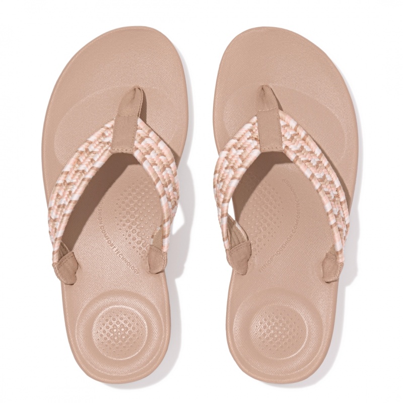 Fitflop Iqushion Bomulds Webbing Flip Flops Klipklapper Dame Beige | DK-108735-TFP