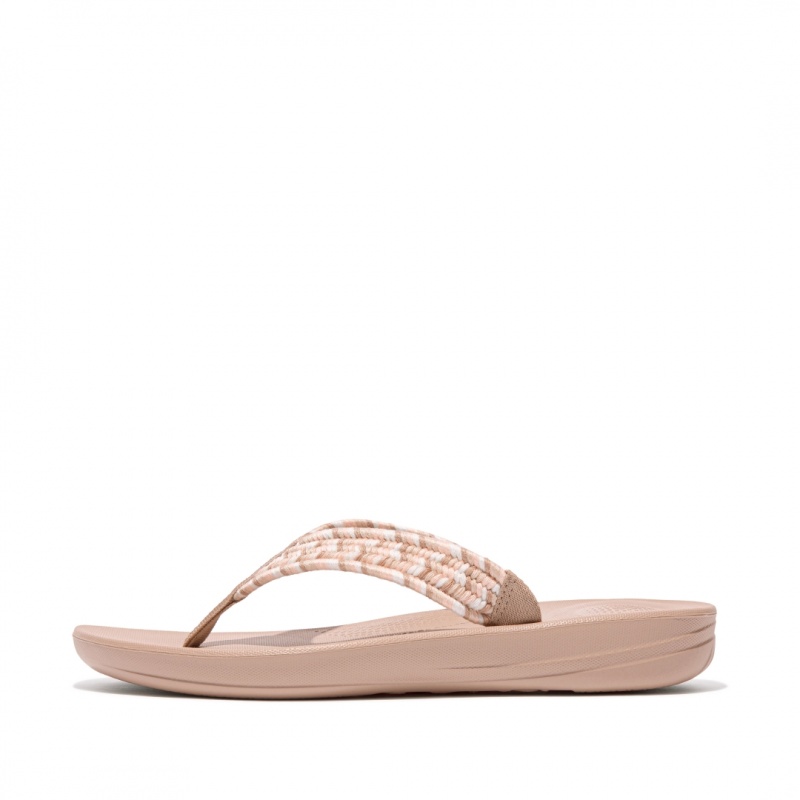 Fitflop Iqushion Bomulds Webbing Flip Flops Klipklapper Dame Beige | DK-108735-TFP