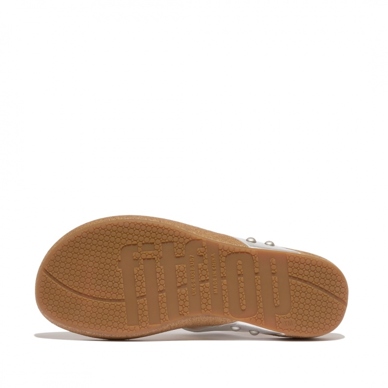 Fitflop Iqushion Læder Thongs Sandaler Med Tåstolpe Dame Sølv | DK-184675-BCH