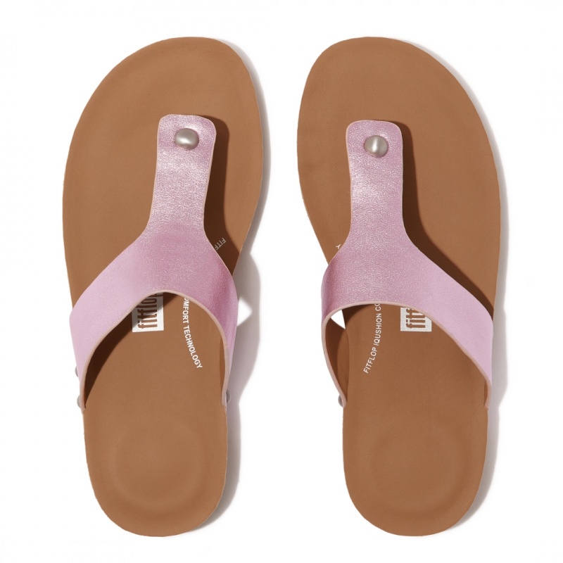 Fitflop Iqushion Læder Thongs Sandaler Med Tåstolpe Dame Lilla | DK-251364-KTO