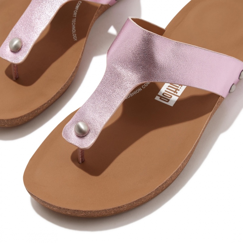 Fitflop Iqushion Læder Thongs Sandaler Med Tåstolpe Dame Lilla | DK-251364-KTO