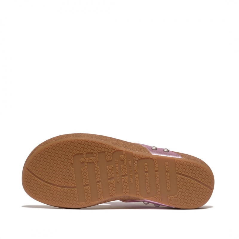 Fitflop Iqushion Læder Thongs Sandaler Med Tåstolpe Dame Lilla | DK-251364-KTO