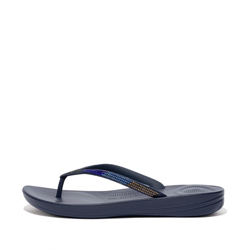 Fitflop Iqushion Ombre Glitter Klipklapper Dame Mørkeblå | DK-897453-MFG