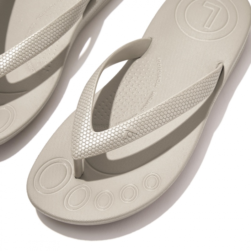 Fitflop Iqushion Rubber Klipklapper Børn Sølv | DK-768503-DEF