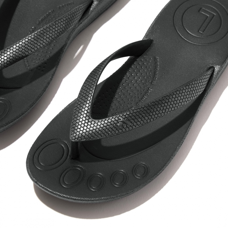 Fitflop Iqushion Rubber Klipklapper Børn Sort | DK-368904-CNX