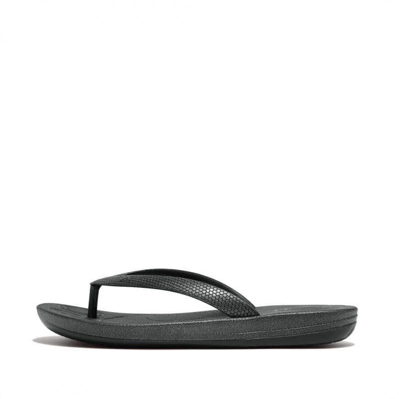 Fitflop Iqushion Rubber Klipklapper Børn Sort | DK-368904-CNX