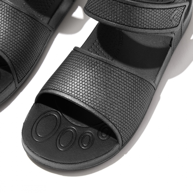 Fitflop Iqushion Rubber Sandaler Med Rem Børn Sort | DK-342697-ZEO