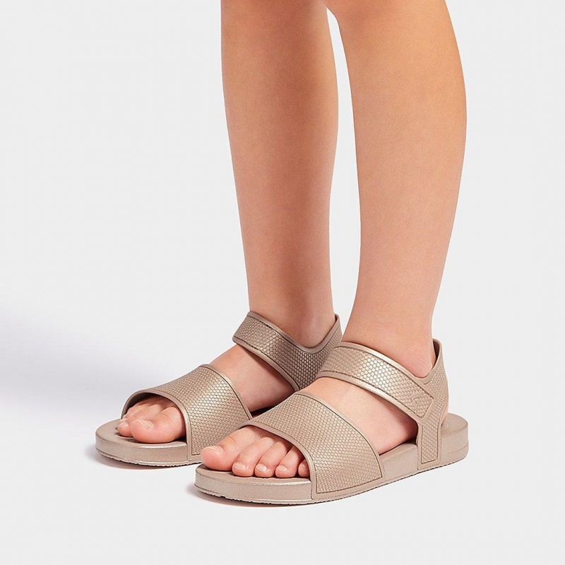 Fitflop Iqushion Rubber Sandaler Med Rem Børn Guld | DK-309521-FCP