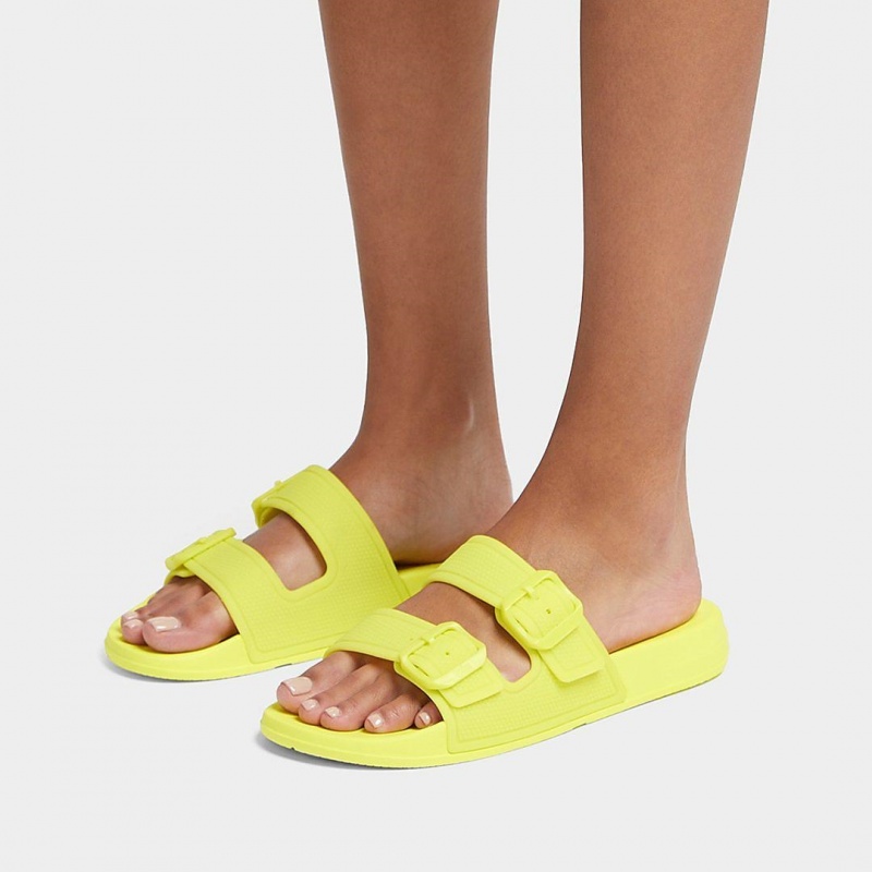 Fitflop Iqushion Rubber Tpu Slides Badesandaler Dame Lysegrøn | DK-628730-ACK