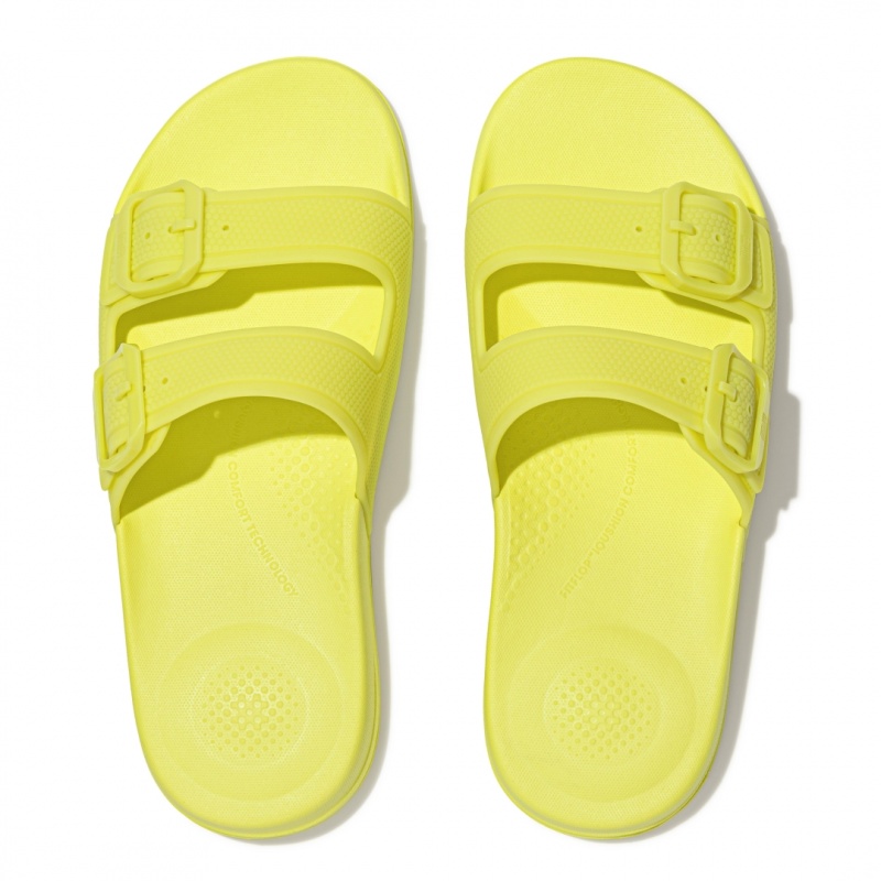 Fitflop Iqushion Rubber Tpu Slides Badesandaler Dame Lysegrøn | DK-628730-ACK