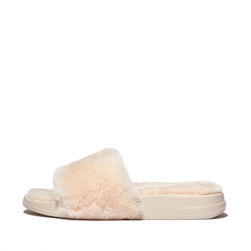 Fitflop Iqushion Shearling Badesandaler Dame Hvide | DK-874019-MJD