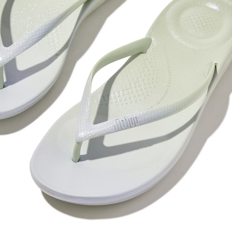 Fitflop Iqushion Snake Embossed Rubber Tpu Klipklapper Dame Blå | DK-247538-PJC