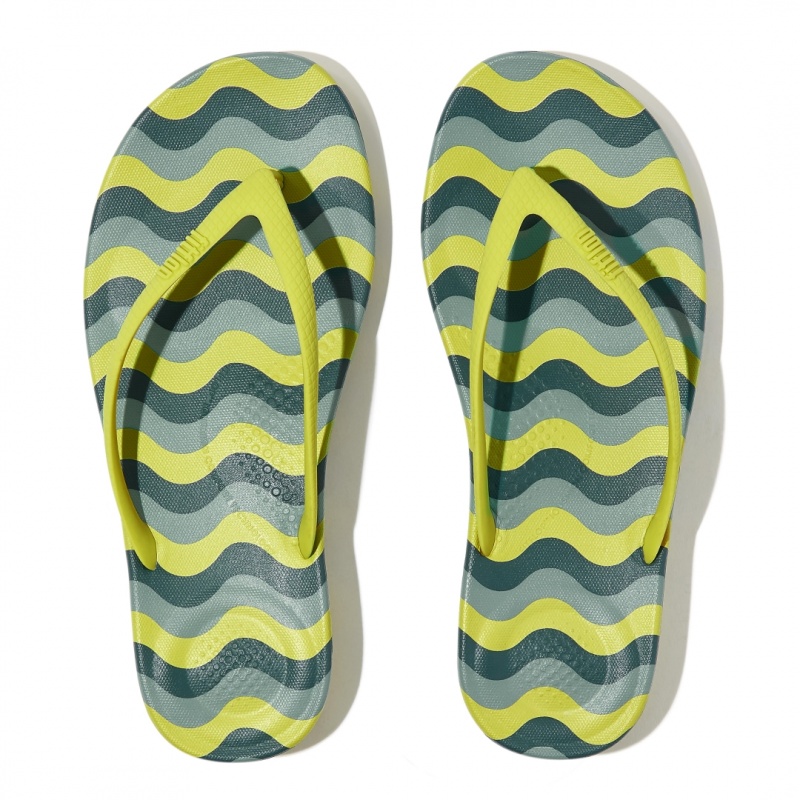 Fitflop Iqushion Snake Embossed Rubber Tpu Flip Flops Klipklapper Dame Lysegrøn | DK-894053-ERM