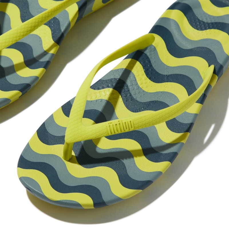 Fitflop Iqushion Snake Embossed Rubber Tpu Flip Flops Klipklapper Dame Lysegrøn | DK-894053-ERM