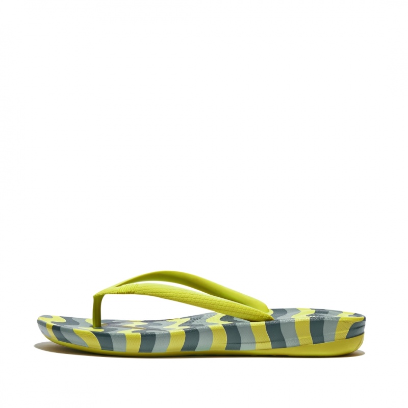 Fitflop Iqushion Snake Embossed Rubber Tpu Flip Flops Klipklapper Dame Lysegrøn | DK-894053-ERM