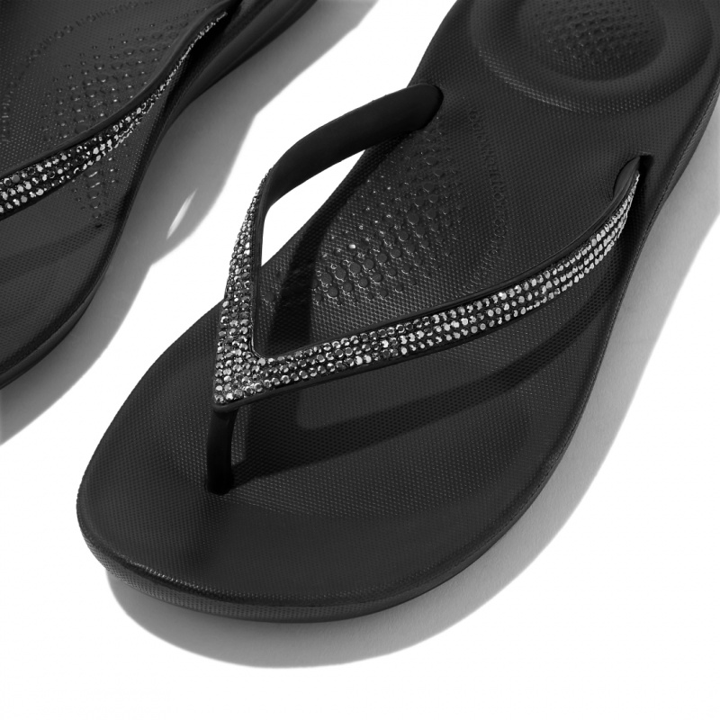 Fitflop Iqushion Sparkle Klipklapper Dame Sort | DK-678159-MEB