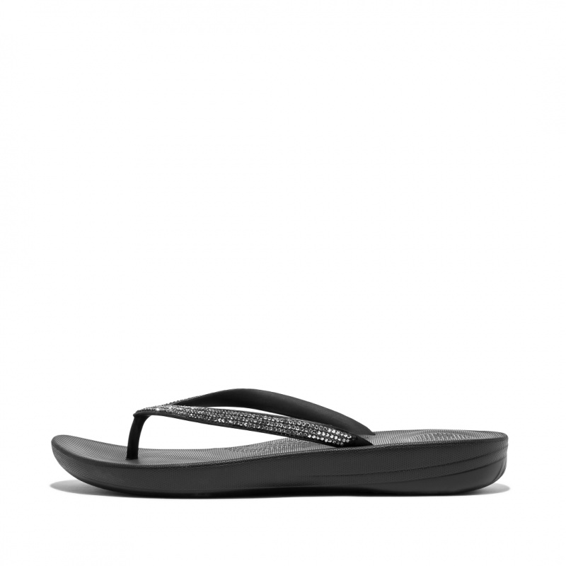 Fitflop Iqushion Sparkle Klipklapper Dame Sort | DK-678159-MEB