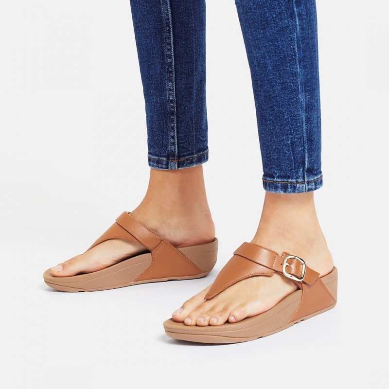 Fitflop Lulu Adjustable Læder Sandaler Med Tåstolpe Dame Brune | DK-208674-OEH