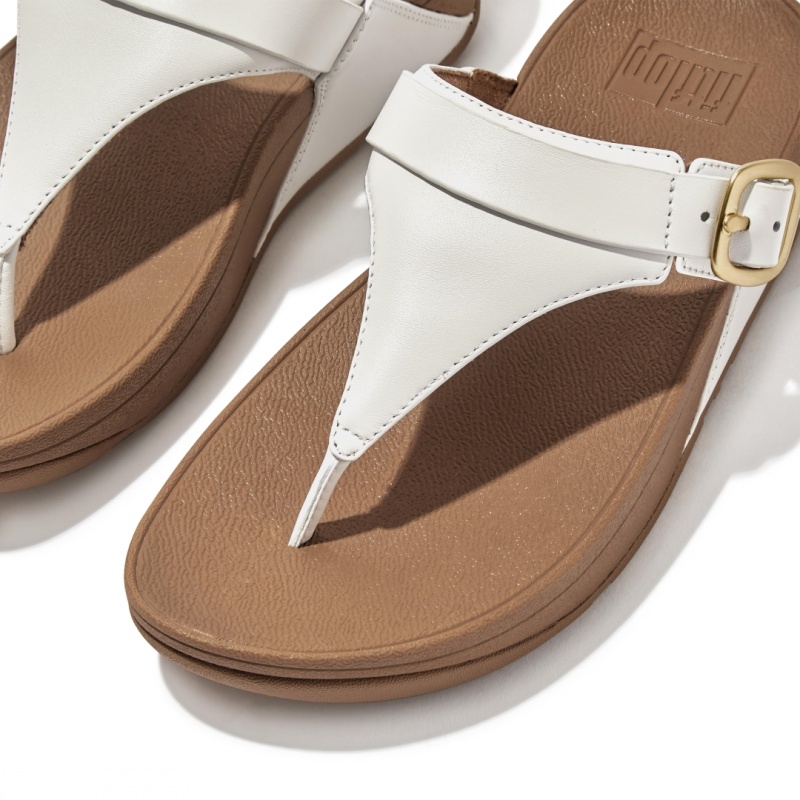 Fitflop Lulu Adjustable Læder Sandaler Med Tåstolpe Dame Hvide | DK-089465-YHL