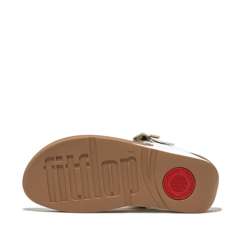 Fitflop Lulu Adjustable Læder Sandaler Med Tåstolpe Dame Hvide | DK-089465-YHL