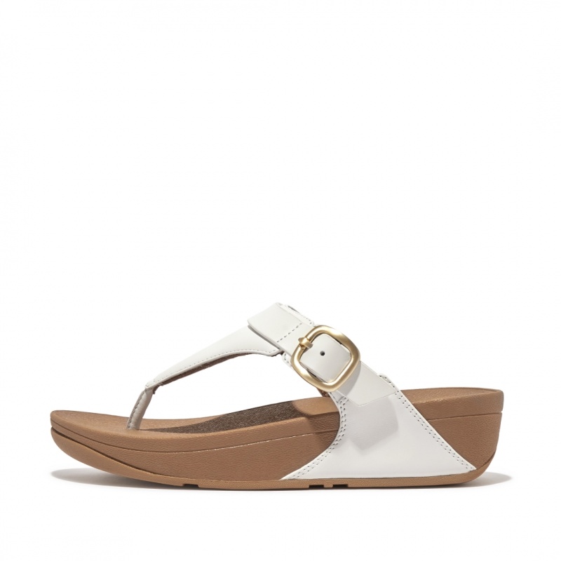 Fitflop Lulu Adjustable Læder Sandaler Med Tåstolpe Dame Hvide | DK-089465-YHL