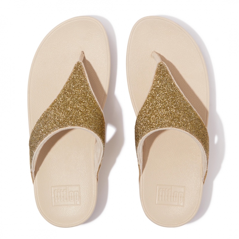 Fitflop Lulu Canvas Læder Thongs Sandaler Med Tåstolpe Dame Guld | DK-469207-IQS