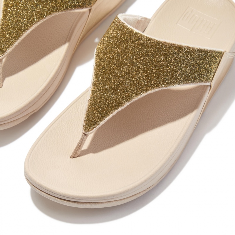 Fitflop Lulu Canvas Læder Thongs Sandaler Med Tåstolpe Dame Guld | DK-469207-IQS