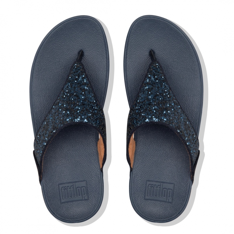 Fitflop Lulu Glitter Sandaler Med Tåstolpe Dame Mørkeblå | DK-709621-ZXN