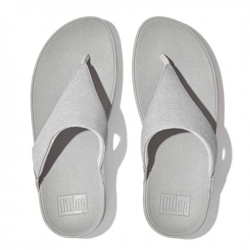 Fitflop Lulu Glitz Mesh Polyester Thongs Sandaler Med Tåstolpe Dame Sølv | DK-267940-ZSQ