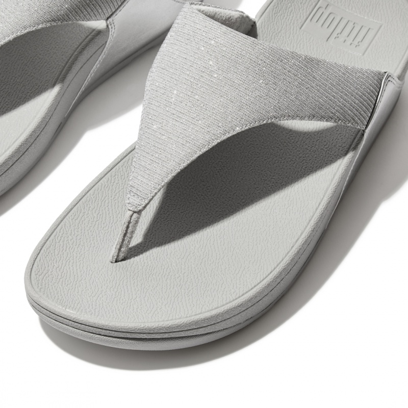 Fitflop Lulu Glitz Mesh Polyester Thongs Sandaler Med Tåstolpe Dame Sølv | DK-267940-ZSQ