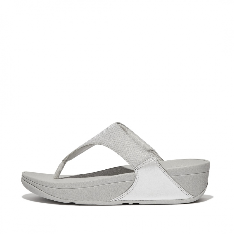 Fitflop Lulu Glitz Mesh Polyester Thongs Sandaler Med Tåstolpe Dame Sølv | DK-267940-ZSQ