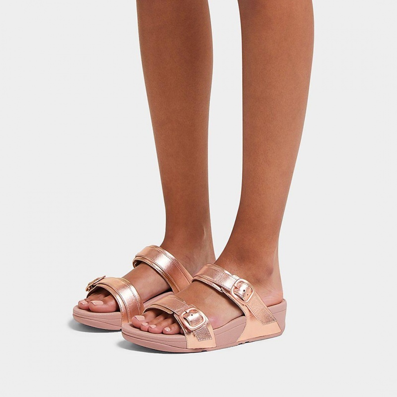 Fitflop Lulu Læder Badesandaler Dame Lyserød Guld | DK-153489-CXL