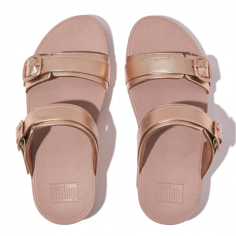 Fitflop Lulu Læder Badesandaler Dame Lyserød Guld | DK-153489-CXL