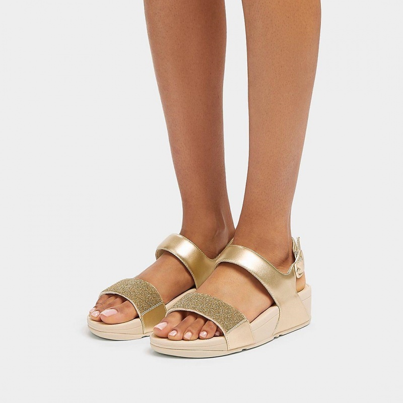 Fitflop Lulu Læder Sandaler Med Rem Dame Lyserød Guld | DK-034619-ODC