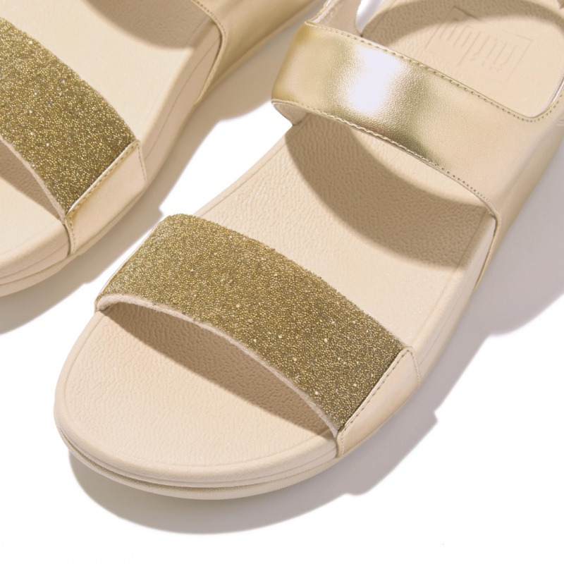 Fitflop Lulu Læder Sandaler Med Rem Dame Lyserød Guld | DK-034619-ODC