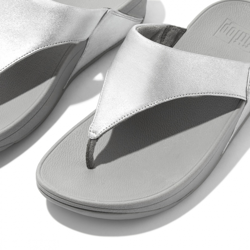 Fitflop Lulu Læder Sandaler Med Tåstolpe Dame Sølv | DK-740261-MQG