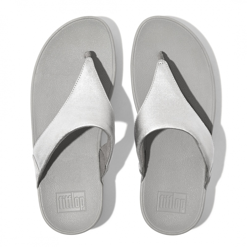 Fitflop Lulu Læder Sandaler Med Tåstolpe Dame Sølv | DK-740261-MQG