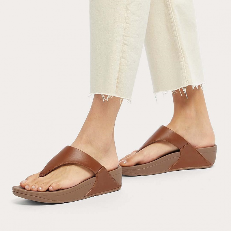 Fitflop Lulu Læder Sandaler Med Tåstolpe Dame Brune | DK-013486-HVU