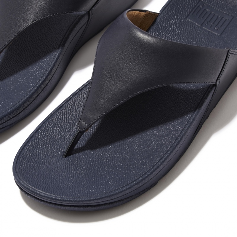 Fitflop Lulu Læder Sandaler Med Tåstolpe Dame Mørkeblå | DK-768201-BUY