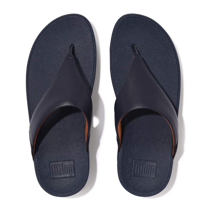 Fitflop Lulu Læder Sandaler Med Tåstolpe Dame Mørkeblå | DK-768201-BUY