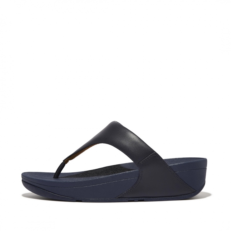 Fitflop Lulu Læder Sandaler Med Tåstolpe Dame Mørkeblå | DK-768201-BUY