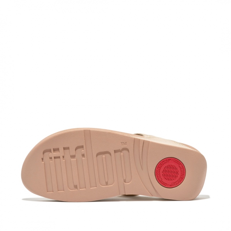 Fitflop Lulu Læder Sandaler Med Tåstolpe Dame Guld | DK-283406-BSJ