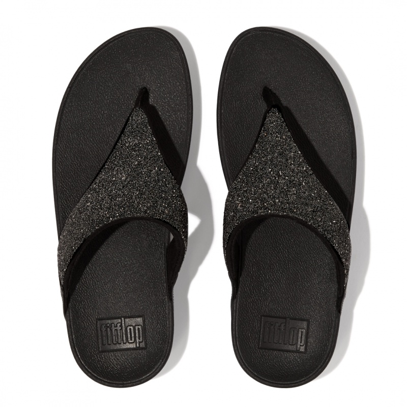 Fitflop Lulu Microfibre Faux Læder (Pu) Thongs Sandaler Med Tåstolpe Dame Sort | DK-682130-OHW